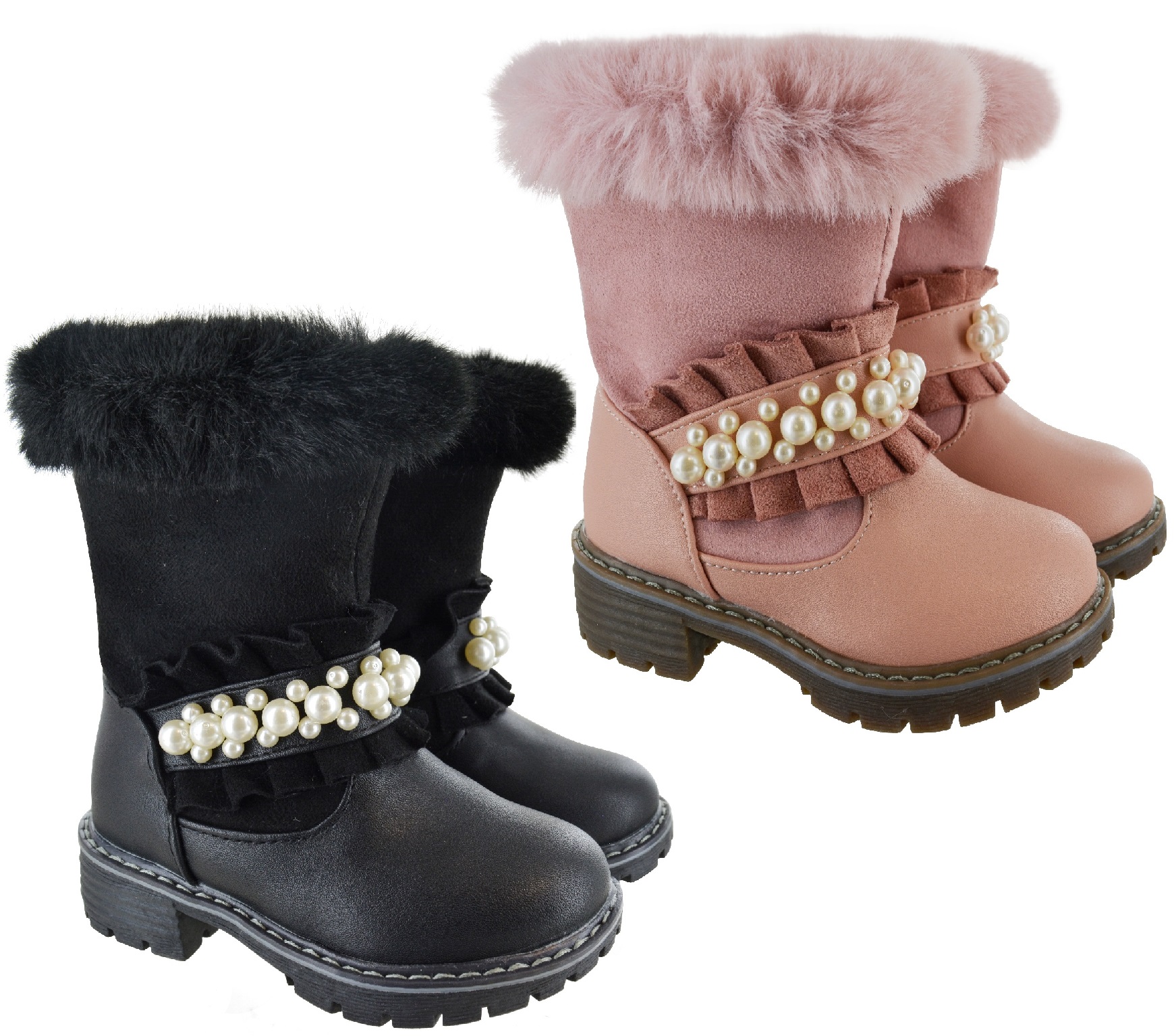 Kinder Mädchen Winter Warm Knöchel Kunstpelz Futter Flach Kinder Winter Warm Kunstpelz Komfort Glitzer Stiefel Kinder